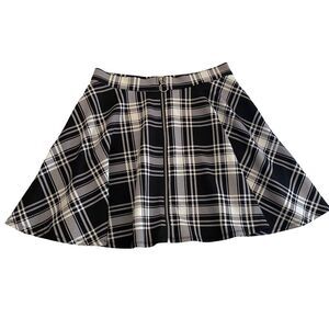 Hot Topic Black and White Plaid O-Ring Skater Skirt Size Large